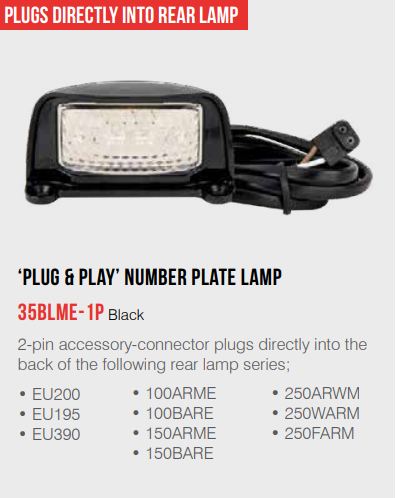 35 Series Number Plate Lamps / Plug & Play